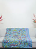 Blue Bedspread with Floral Motif