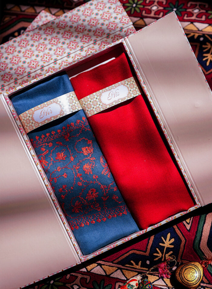Blue and Red Shawl Gift Box