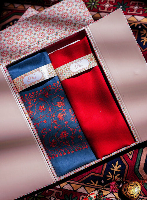 Blue and Red Shawl Gift Box