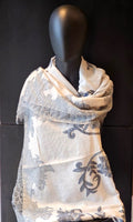 Stole with Fine Lace and Machine Embroidery